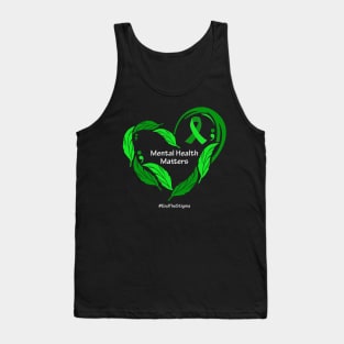 Mental health matters; feather heart, white type Tank Top